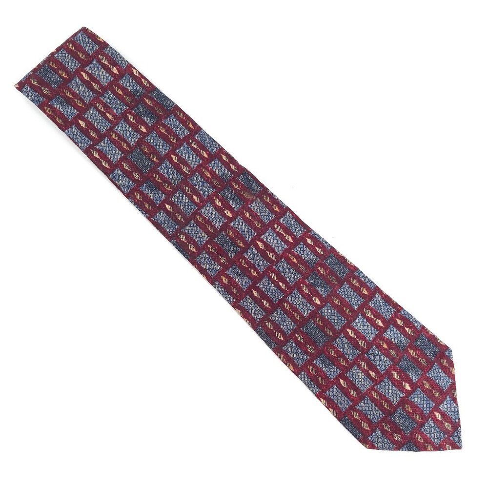 Louis Feraud Men Necktie 100% Silk Red Blue Size 60x4 - NWOT - Italy